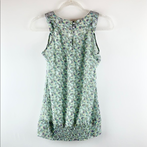 ROMY | Floral Lace Trim Sheer Sleeveless Blouse - Picture 2 of 9